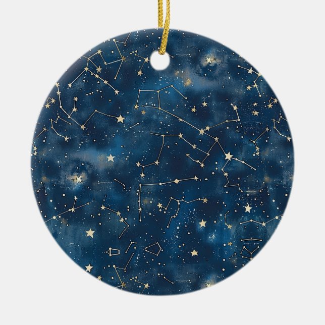 Ornamento De Cerâmica Constelação Celestial - Noite Estelar (6) (Frente)