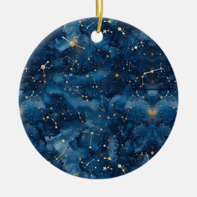 Ornamento De Cerâmica Constelação Celestial - Noite Estelar (7) (Frente)