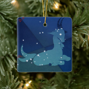 Ornamento De Cerâmica Constelação de Capricórnio, Zodíaco Vintage, Astro