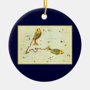 Ornamento De Cerâmica Constelação dos peixes dos peixes da astrologia 