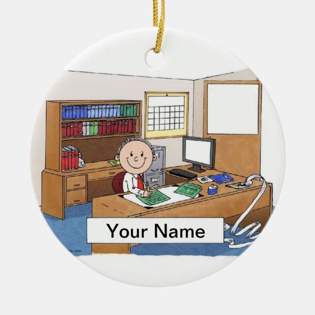 Ornamento De Cerâmica Contador - Homem (Frente)