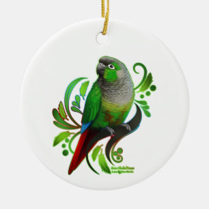 Ornamento De Cerâmica Conure verde