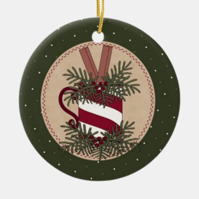 Ornamento De Cerâmica Convênio Candy Cane Mug (Frente)