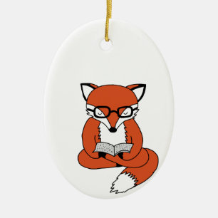 Ornamento De Cerâmica Conversas fox reading book
