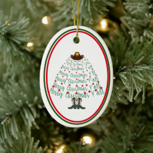 Ornamento De Cerâmica Convidado da Árvore de Natal do Cowboy 2024