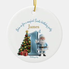 Ornamento De Cerâmica Convite de Aniversário Mágico do Papai Noel – 1º A