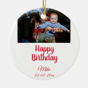 Ornamento De Cerâmica convite de foto de aniversário personalizado simpl