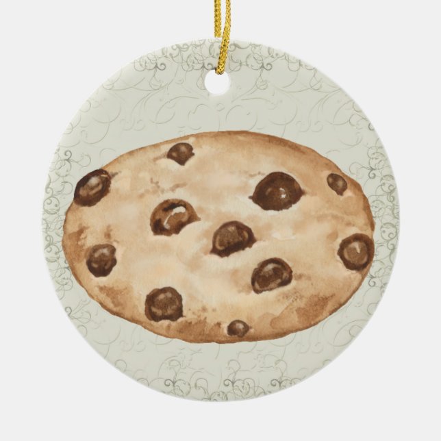 Ornamento De Cerâmica Cookie Chip de Chocolate Revisado - SRF (Frente)