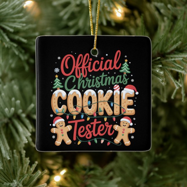 Ornamento De Cerâmica Cookie Oficial Tripulante de Natal Fazendo Xmas (Árvore)