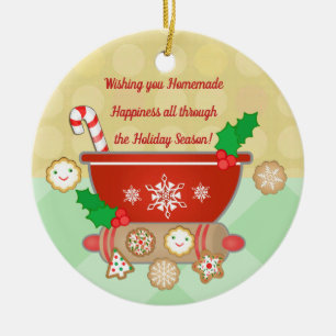 Ornamento De Cerâmica Cookies de Natal com Pão de Gengala Personalizado