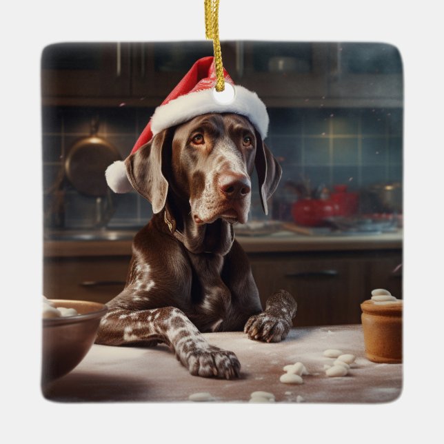 Ornamento De Cerâmica Cookies de Natal com Ponteiro de Baixo Alemão (Frente)