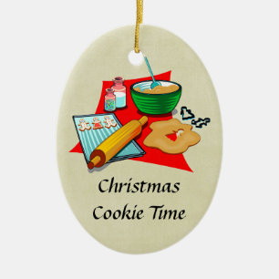 Ornamento De Cerâmica Cookies de Natal Férias Fazendo Cookies de Natal