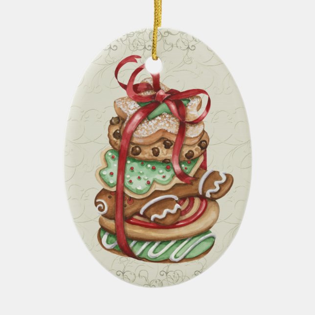 Ornamento De Cerâmica Cookies de Natal - SRF (Frente)
