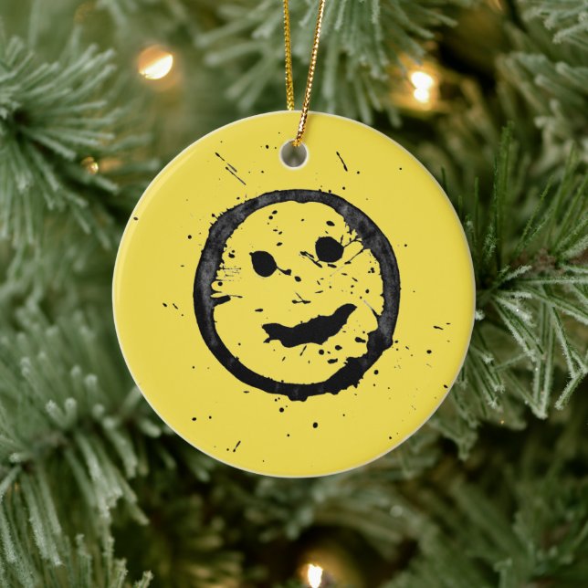 Ornamento De Cerâmica Cool Happy Smiling face yellow (Árvore)