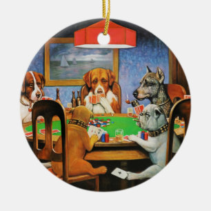 Ornamento De Cerâmica Coolidge Classic Vintage Dog Poker Game Arte