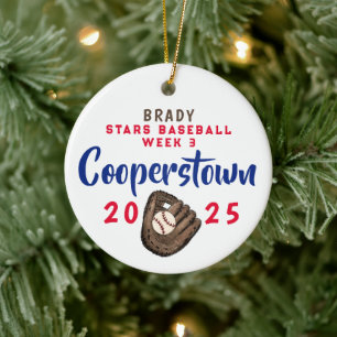 Ornamento De Cerâmica Cooperstown NY Baseball Fatos Fatos Personalizados