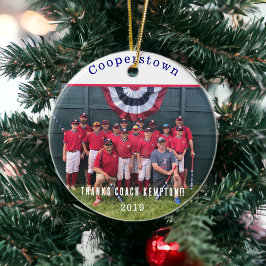 Ornamento De Cerâmica Cooperstown NY Baseball Team Coaches Photo Gift