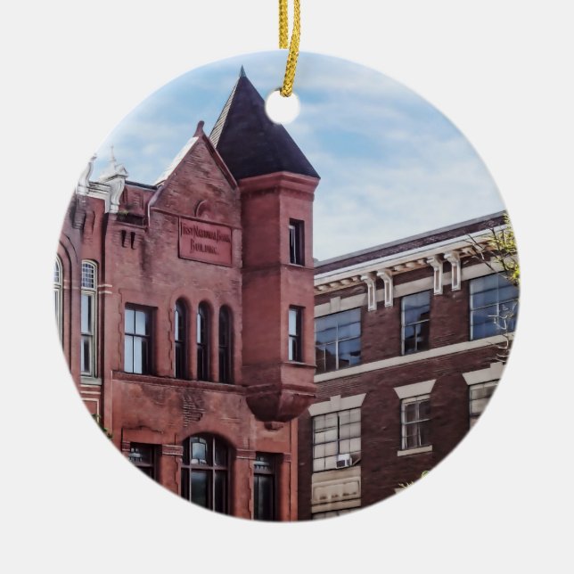 Ornamento De Cerâmica Cooperstown NY - Primeiro edifício do Banco Nacion (Frente)