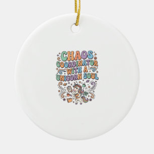 Ornamento De Cerâmica Coordenador de Caos Unicórnio com uma Alma de Kawa