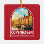 Ornamento De Cerâmica Copenhagen Denmark Viagem Art Vintage<br><div class="desc">Design de viagem de vetor retrovetor de Copenhaga. Copenhaga,  capital da Dinamarca,  fica nas ilhas costeiras da Zelândia e de Amager. Está ligado a Malmo na Suecia sul pela ponte Öresund.</div>