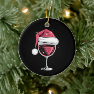 Ornamento De Cerâmica Copo de Vinho Tinto Natal Natal Divertido Xmas