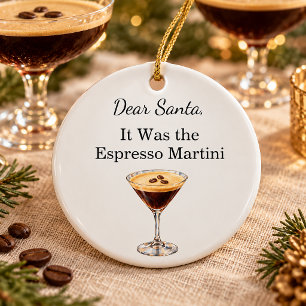 Ornamento De Cerâmica Coquetel Engraçado de Natal Esprersso Martini