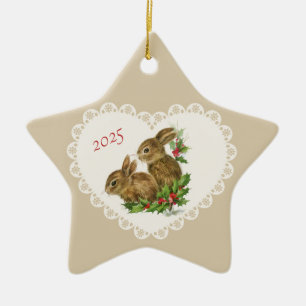 Ornamento De Cerâmica Coquetes Vintage Coquette Pastel Bebês Coelho