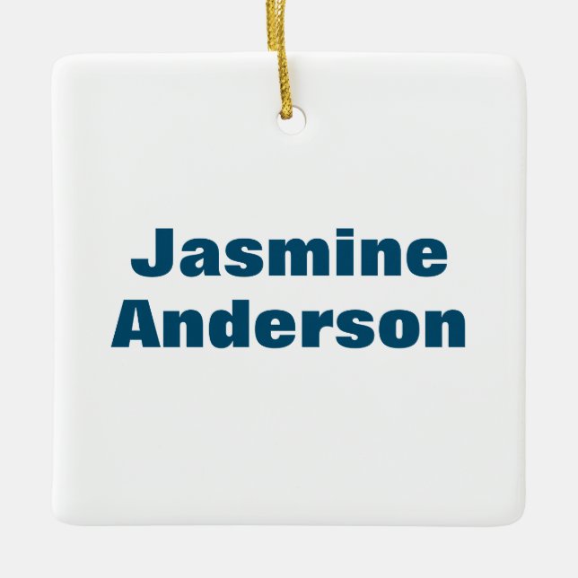 Ornamento De Cerâmica Cor Azul Mínima Moderna Negrito do Oceano (Frente)