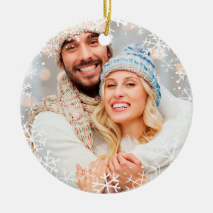 Ornamento De Cerâmica Cor branca do costume dos flocos de neve do Natal