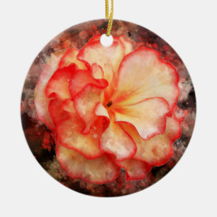 Ornamento De Cerâmica Cor da água da flor da Begónia - bb3