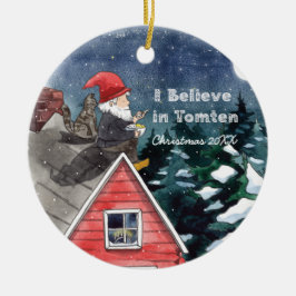 Ornamento De Cerâmica Cor da Água do Gnomo do Tomten