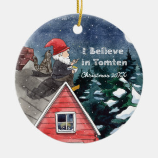 Ornamento De Cerâmica Cor da Água do Gnomo do Tomten