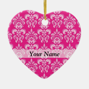 Ornamento De Cerâmica Cor damasco rosa quente