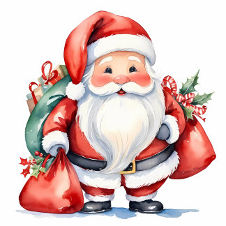 Ornamento De Cerâmica Cor de água doce Santa Claus com bolsas vermelhas