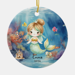 Ornamento De Cerâmica Cor de Água Personalizada da Foto do Oceano Sérmic