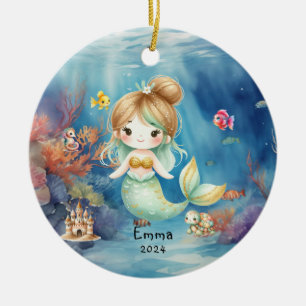 Ornamento De Cerâmica Cor de Água Personalizada da Foto do Oceano Sérmic