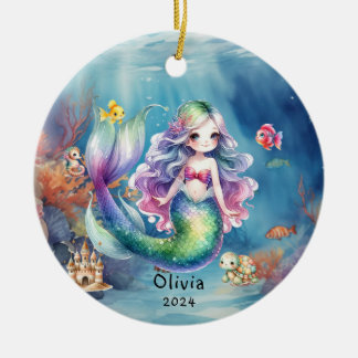Ornamento De Cerâmica Cor de Água Personalizada de Fotografias do Oceano