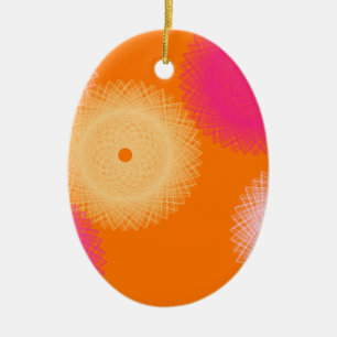 Ornamento De Cerâmica cor do pop da laranja & do rosa