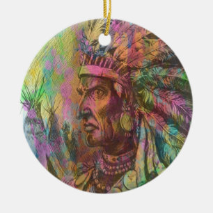 Ornamento De Cerâmica cor legal antiga nativa da américa indiana