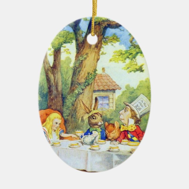 Ornamento De Cerâmica Cor louca do tea party dos Hatters (Frente)