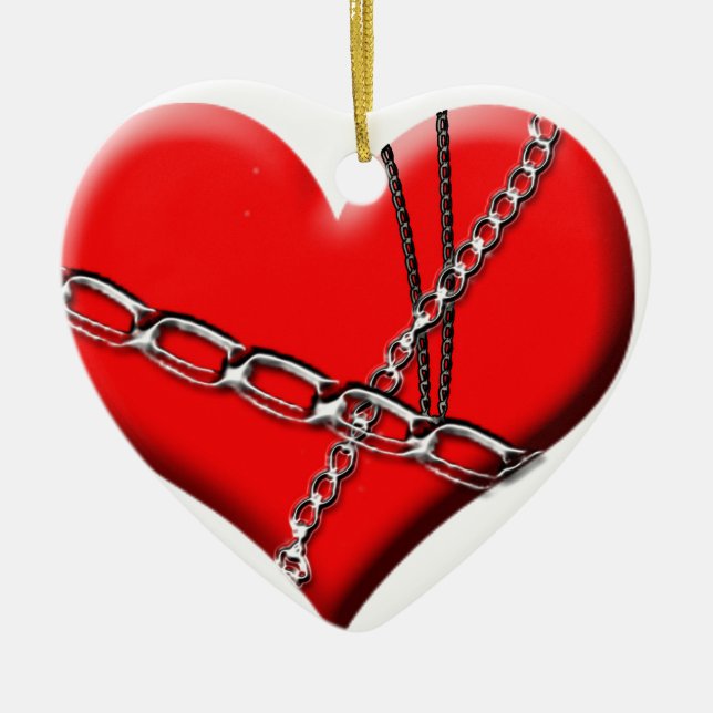 Ornamento De Cerâmica Coração acorrentado (Frente)