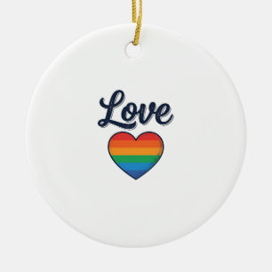 Ornamento De Cerâmica Coração Arco-íris Amor Orgulho Camisa Desenho Veto