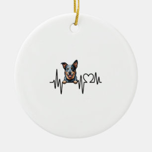 Ornamento De Cerâmica Coração Batimento Cad Ecg Pata Cão Boi Australiano