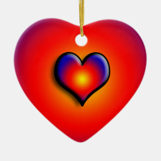 ORNAMENTO DE CERÂMICA CORAÇÃO COLORIDA
