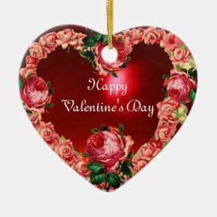 ORNAMENTO DE CERÂMICA CORAÇÃO COM MONOGRAMA DE DIA DE OS NAMORADOS DE RO