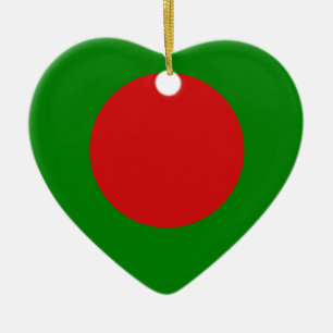 Ornamento De Cerâmica Coração da bandeira de Bangladesh