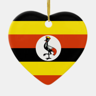 Ornamento De Cerâmica Coração da bandeira de Uganda