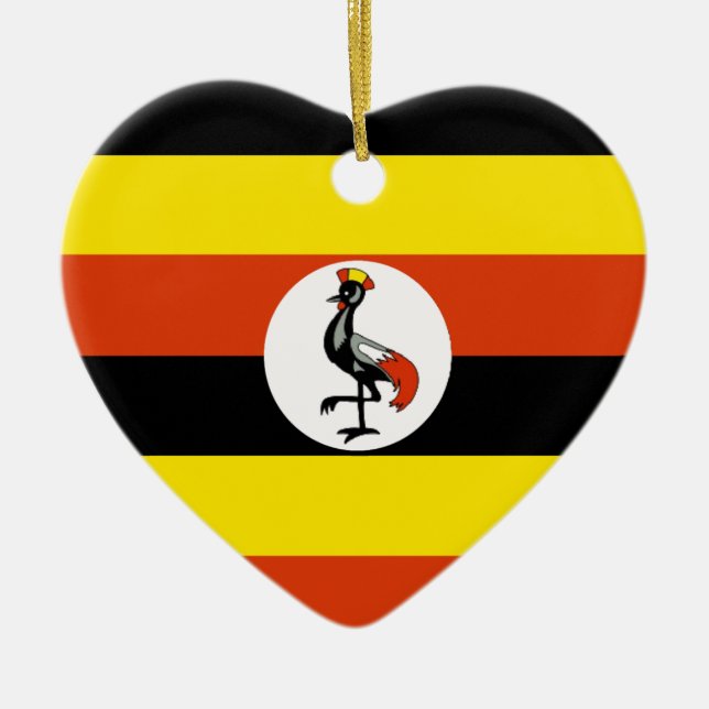 Ornamento De Cerâmica Coração da bandeira de Uganda (Frente)