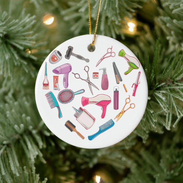 Ornamento De Cerâmica Coração da Ferramenta Hairdresser Hairstylist (Árvore)