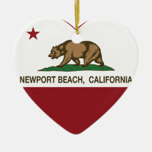 Ornamento De Cerâmica coração da praia de newport da bandeira de